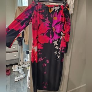 Venus off the shoulder black and Floral dress